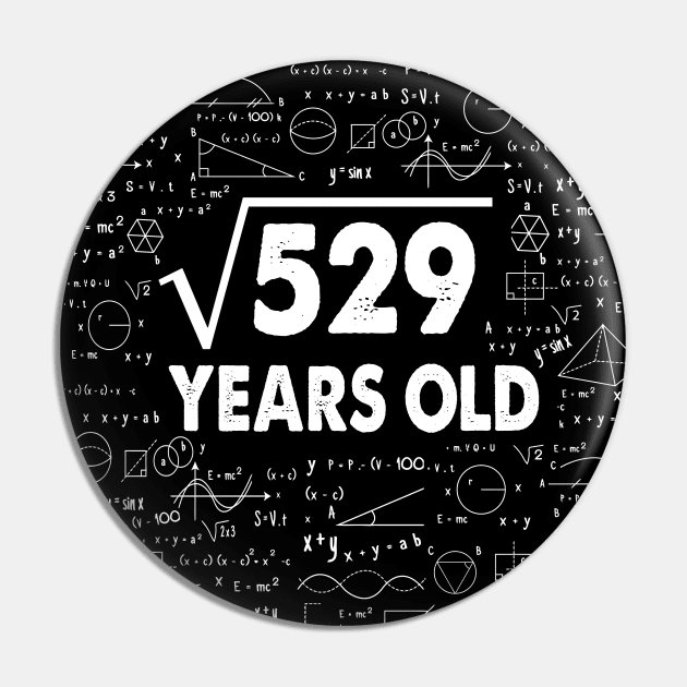 23 years old 23th birthday Gift Square Root of 529 Science Lover Gifts Bday Pin by smtworld