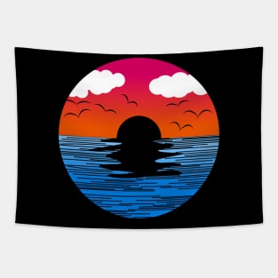 Sunset Retro Curve Tapestry