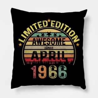 Born in April 1966 58 Years Old 58th Birthday Pillow