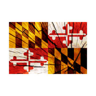 Flag of Maryland - Tree Trunk Wood T-Shirt