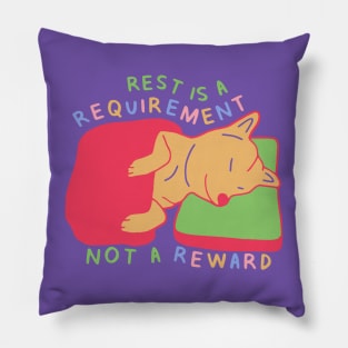 Rest is a Requirement - Sleepy Shiba Inu - Version 1 Self Care Quotes Pillow