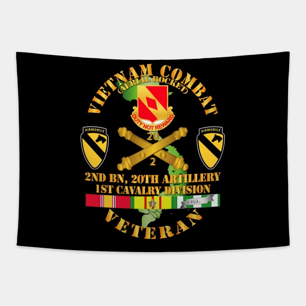 Vietnam Combat Veteran w 2nd Bn 20th Artillery DUI - 1st Cav Div V1 Tapestry by twix123844