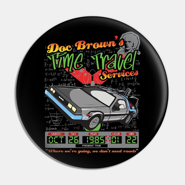 Doc Browns Delorean Time Travel Services Pin by Meta Cortex