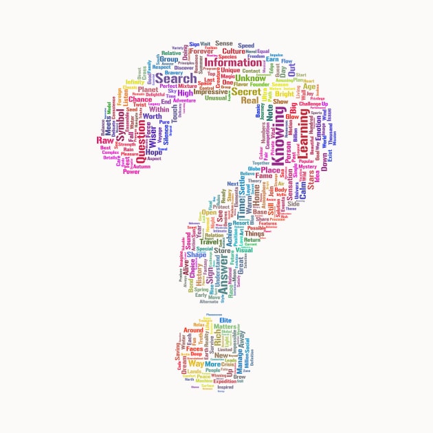 Question Mark Silhouette Shape Text Word Cloud by Cubebox