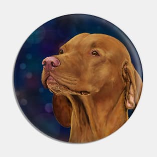 Brown Vizsla Looking to the Side, Painting Pin