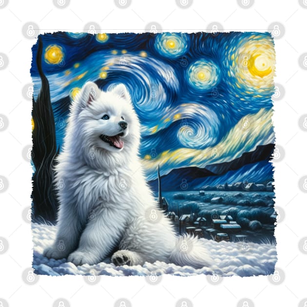 Starry Samoyed Dog Portrait - Pet Portrait by starry_night