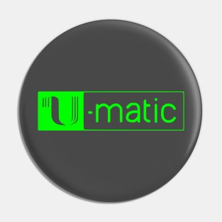 3/4" U-matic bright green logo Pin