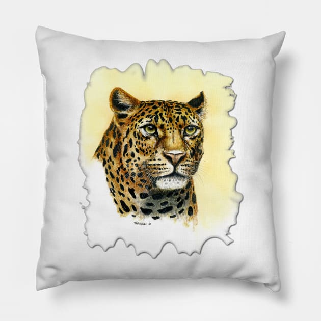 Leopard Staredown Pillow by Dave Bartholet Wildlife Art