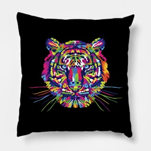 Colorful Abstract Tiger Pillow