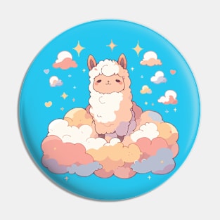 Happy Kawaii Llama Baby In The Night Sky Pin