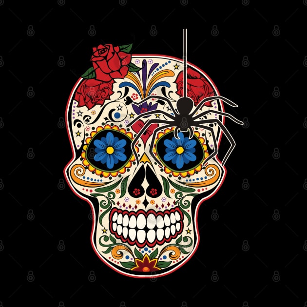 Gothic Spider Day Of The Dead Roses Sugar Skull 1 by EDDArt