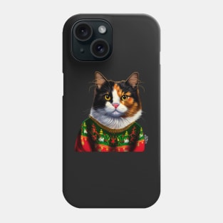 Funny Christmas Cat Wearing Sweater Phone Case