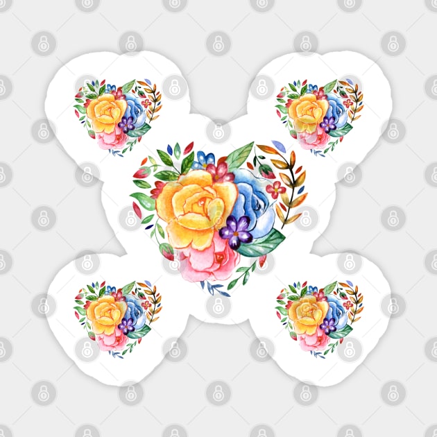 Valentine Floral Hearts Magnet by justrachna