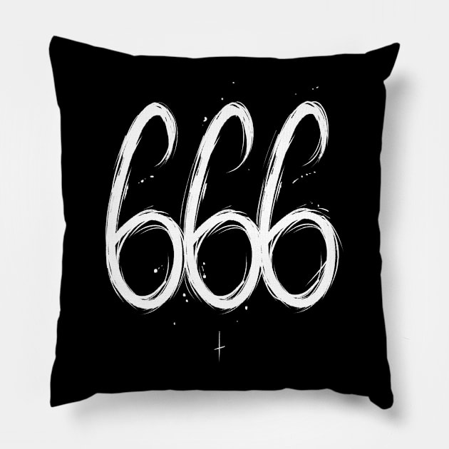 666 devil satan tee Pillow by Wearing Silly