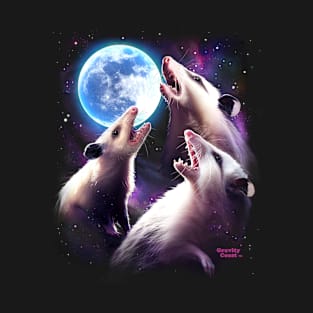 Three Opossums howling at the Moon Funny Pet Possum Shirt T-Shirt T-Shirt T-Shirt