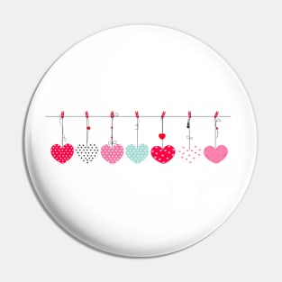 hanging love Valentine's retro hearts Pin