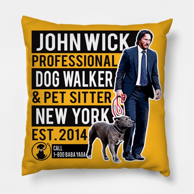 John Wick Professional Dog Walker Pillow by Alema Art