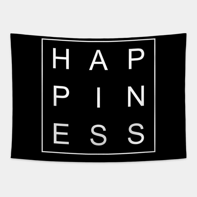 minimalist and simple design happiness word Tapestry by Typography Dose