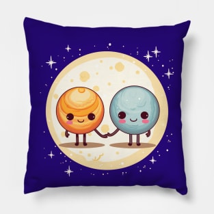 Sun and Moon Holding Hands Pillow