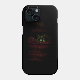 Digital collage and special processing. Bizarre. Mouth, teeth and fleshy parts. Dim, white and dark green on teeth. Phone Case