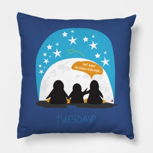 The silence of the night – Wear Penguins on Tuesday Pillow