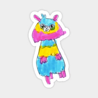 Llama | Kids Fashion | Kids Drawing | Pink, Blue, Yellow | Fun Magnet