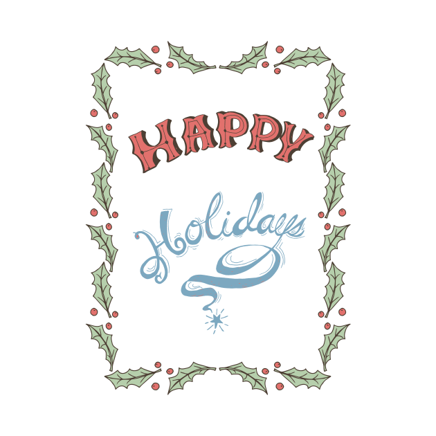 Retro Happy Holidays Card Design by SWON Design