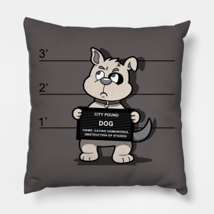 Funny Cute Naughty Dog Mugshot Cartoon for Dog Lovers Pillow