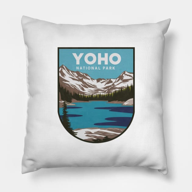 Yoho National Park Retro Vintage Emblem Pillow by Perspektiva