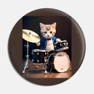 Drummer cat - Modern digital art Pin