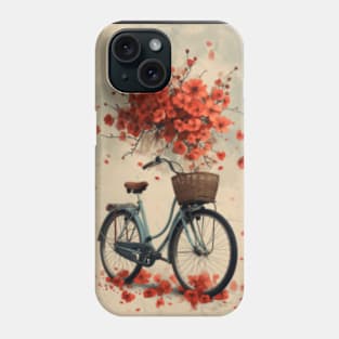 Vintage bike and roses 10K resolution Phone Case