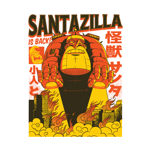 Santazilla Christmas Gift Tee Perfect for Holiday Season and Christmas Lovers by anubis1986