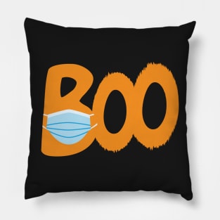 BOO - Orange text and Blue surgical mask Pillow