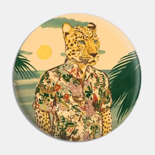 leopard in a hawaiian shirt Pin