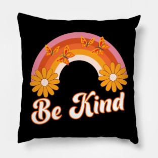 be kind, colorful rainbow with butterflies Pillow