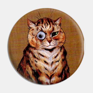 Cat : A Louis Wain abstract psychedelic Aristo-cat Art Print Pin