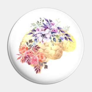 Floral Human Brain Anatomy Pin