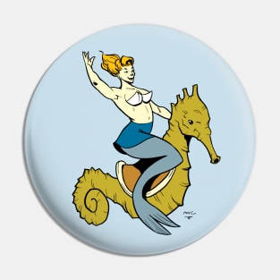 Mermaid on Seahorse Pin