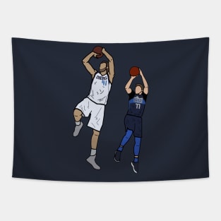 Dirk Nowitzki x Luka Doncic Signature One Leg Fadeaway - Dallas Mavericks Tapestry