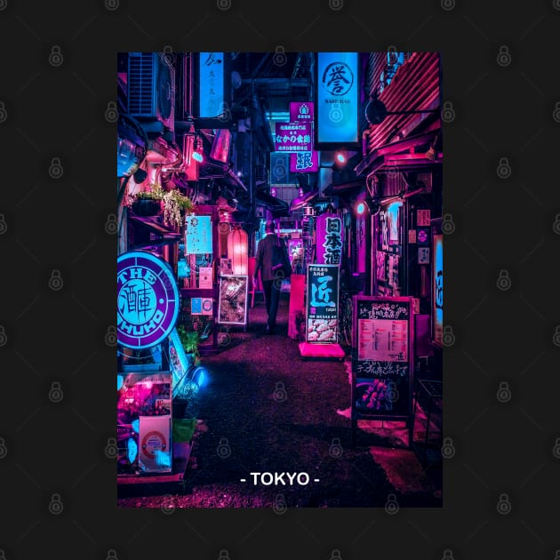 Tokyo Street Neon Synthwave by JeffDesign