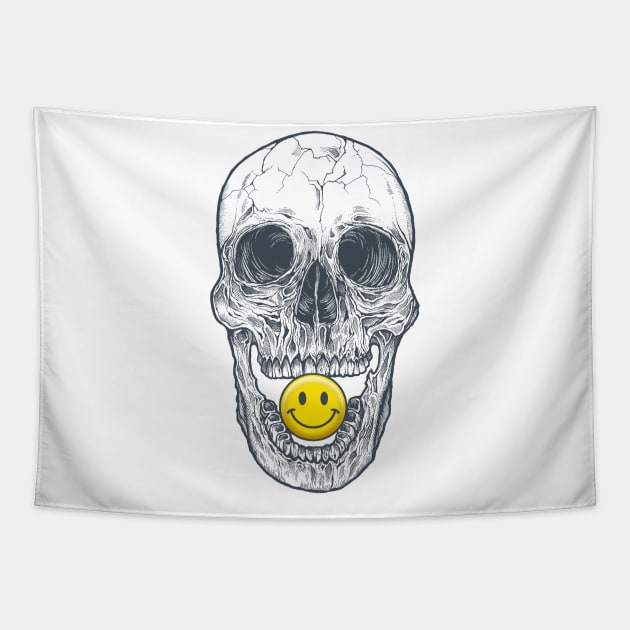 Smiley Skull Tapestry by rcaldwell