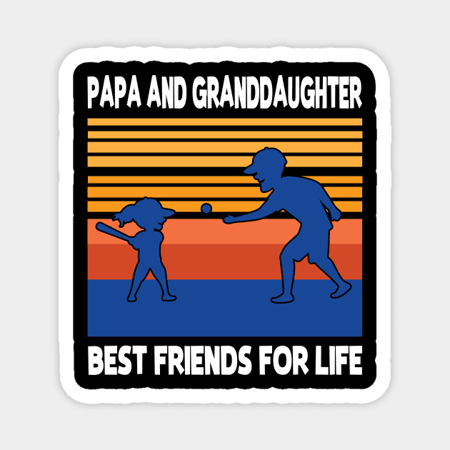 Papa Granddaughter Playing Baseball Together Best Friends For Life Happy Father Mother Day Magnet by joandraelliot