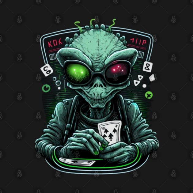 Funny Aliens Digital Artwork - Birthday Gift Ideas For Poker Player by Pezzolano