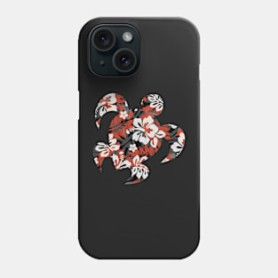 Large Hawaiian Print - Hibiscus, Plumeria, and Leaves in red and black Phone Case