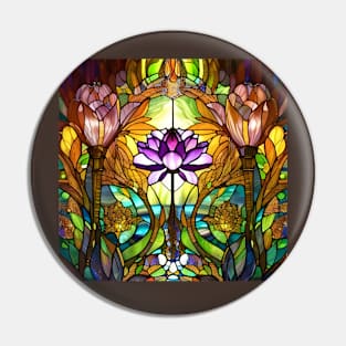 Stained Glass Lotus Flower Pin