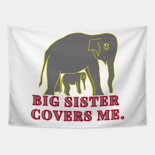 Big Sister Cover me - A little Elephant and her Big One Tapestry