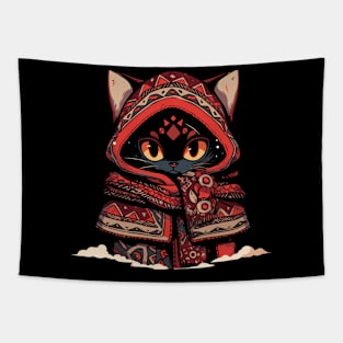 Adorable Anime Christmas Cat Tapestry