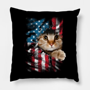 Patriotic Cat 4th Of July Men USA American Flag Women Pillow