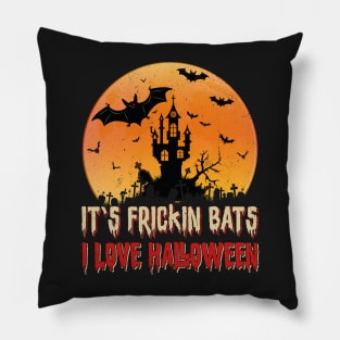 Its Frickin Bats |  Bats With Beige and Red Slimy Text Pillow
