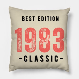 Vintage Birthday Year 1983 Black Pillow